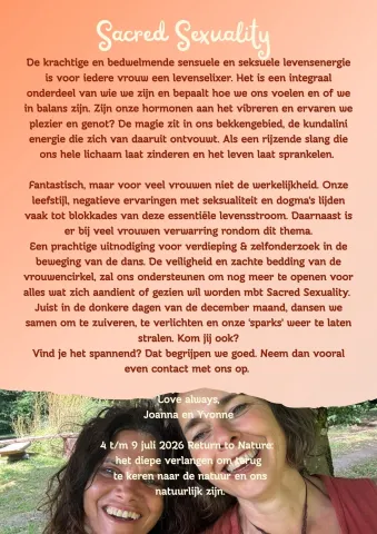 Tekst met foto van de beide dansfacilitatoren 